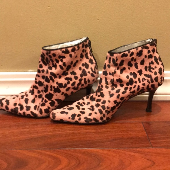 Costa Blanca pink leopard fur ankle boots - Picture 3 of 7